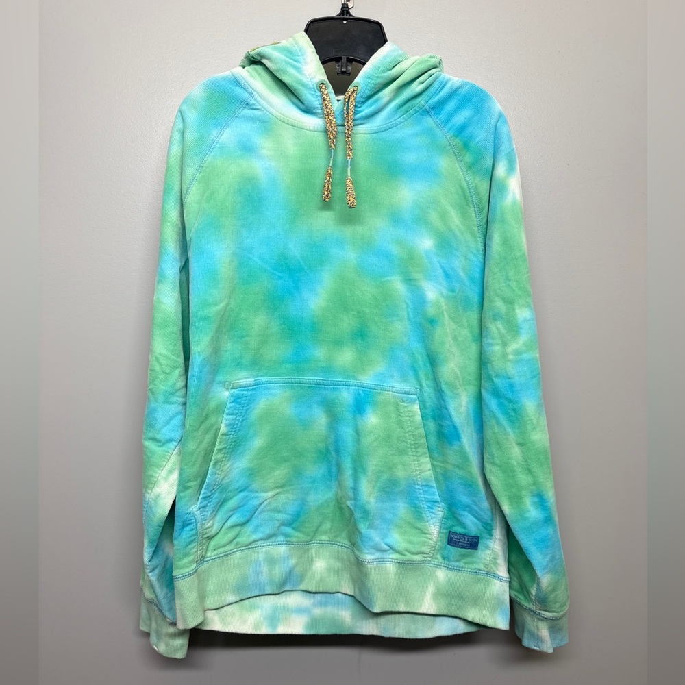 Scotch & Soda Anthropologie Green and Blue Tie Dye Front Pocket Hoodie SIZE M